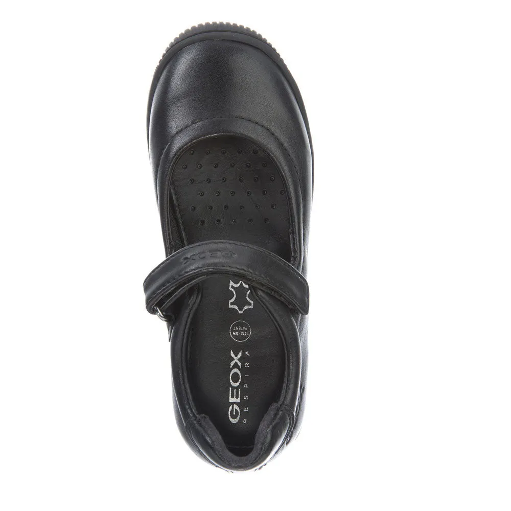 Geox J Gioia Black Velcro School Shoes