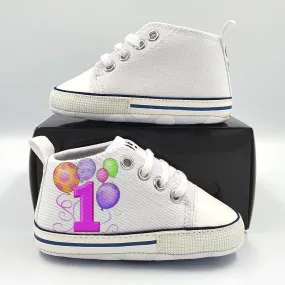 Girls First Birthday Print Baby Bump Shoes