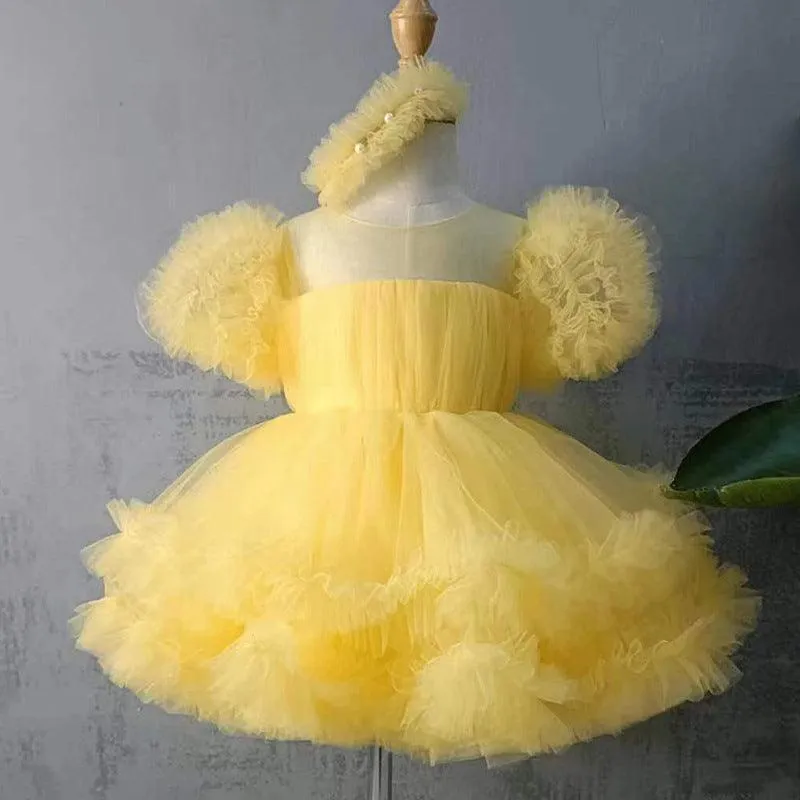 Girls puff sleeve princess dress Baby birthday party dress Suitable for many occasions