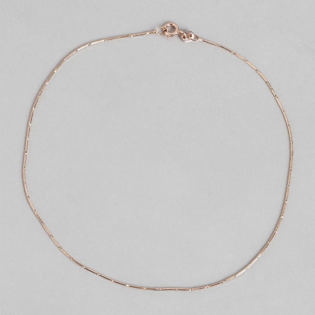 Gleaming Chains Rose Gold-Plated 925 Sterling Silver Anklet