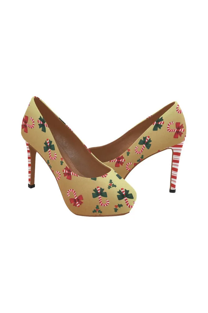 Golden Candy Cane High Heels