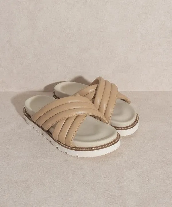 Grace  Puffed Strap Slide Sandal