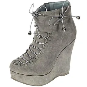 Grey platform suede ankle boots