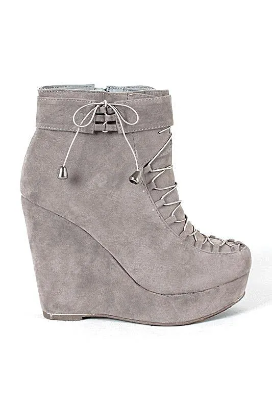 Grey platform suede ankle boots