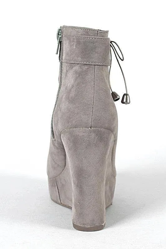 Grey platform suede ankle boots