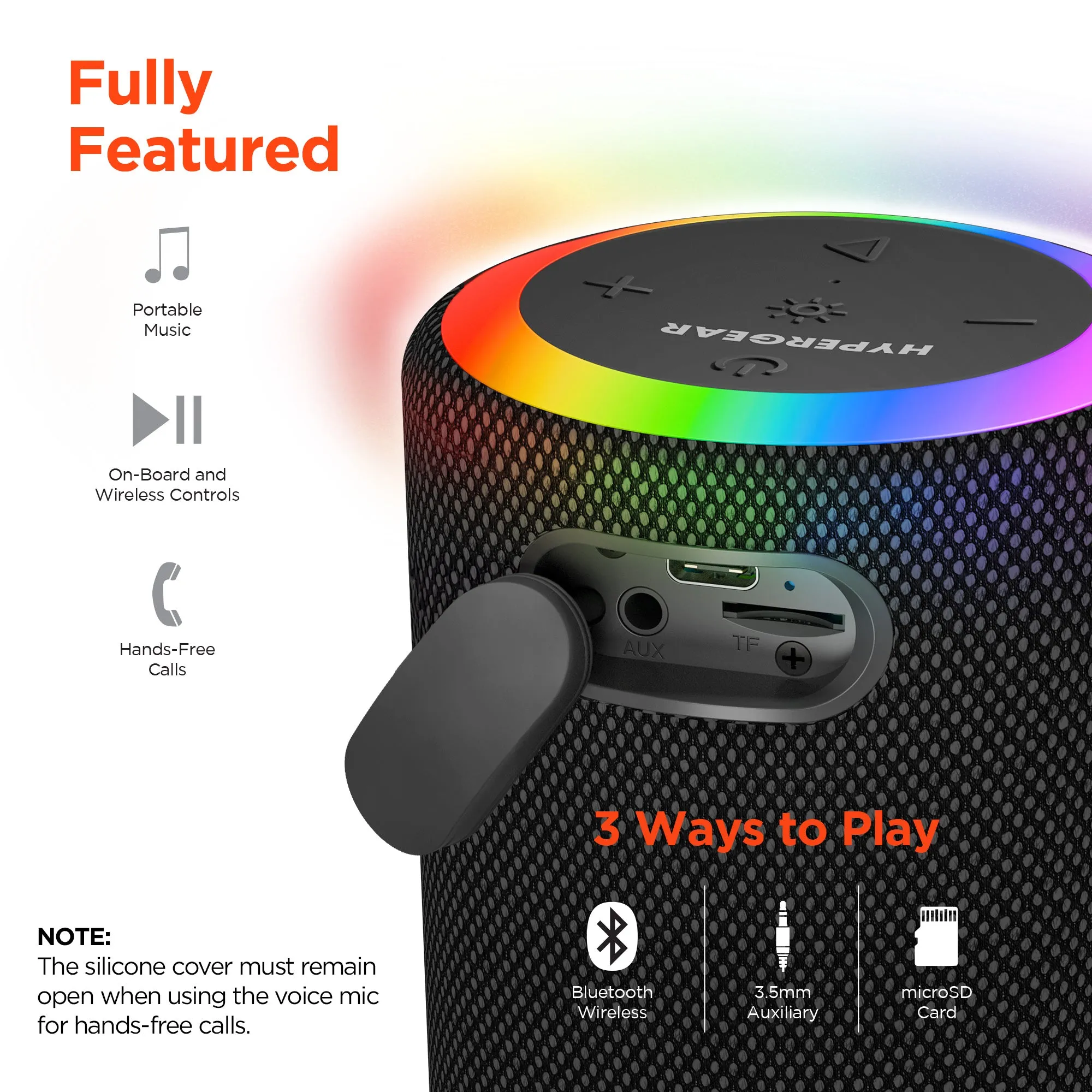 Halo Waterproof LED Wireless Speaker | Black