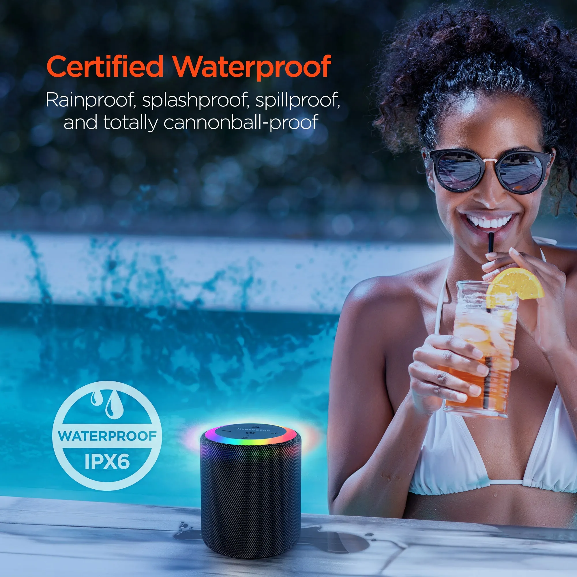 Halo Waterproof LED Wireless Speaker | Black