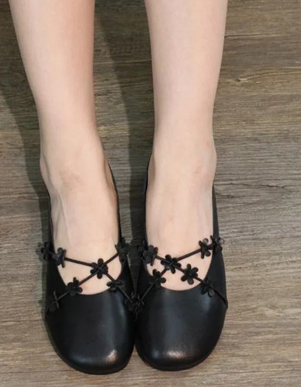 Handmade Leather Elastic Belt Flats