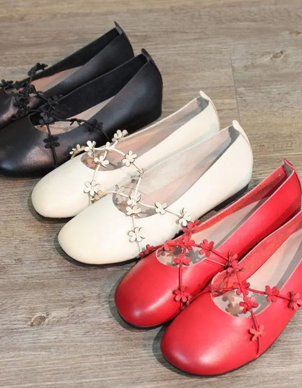 Handmade Leather Elastic Belt Flats