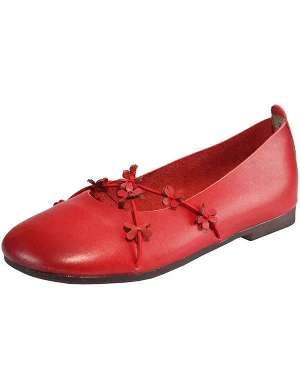 Handmade Leather Elastic Belt Flats