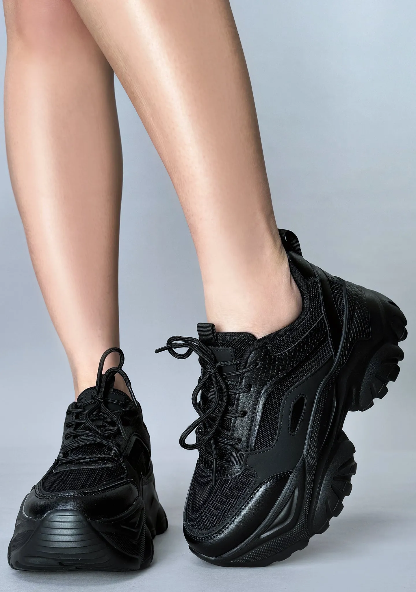 HANNA Blackout Beat Black Platform Sneakers