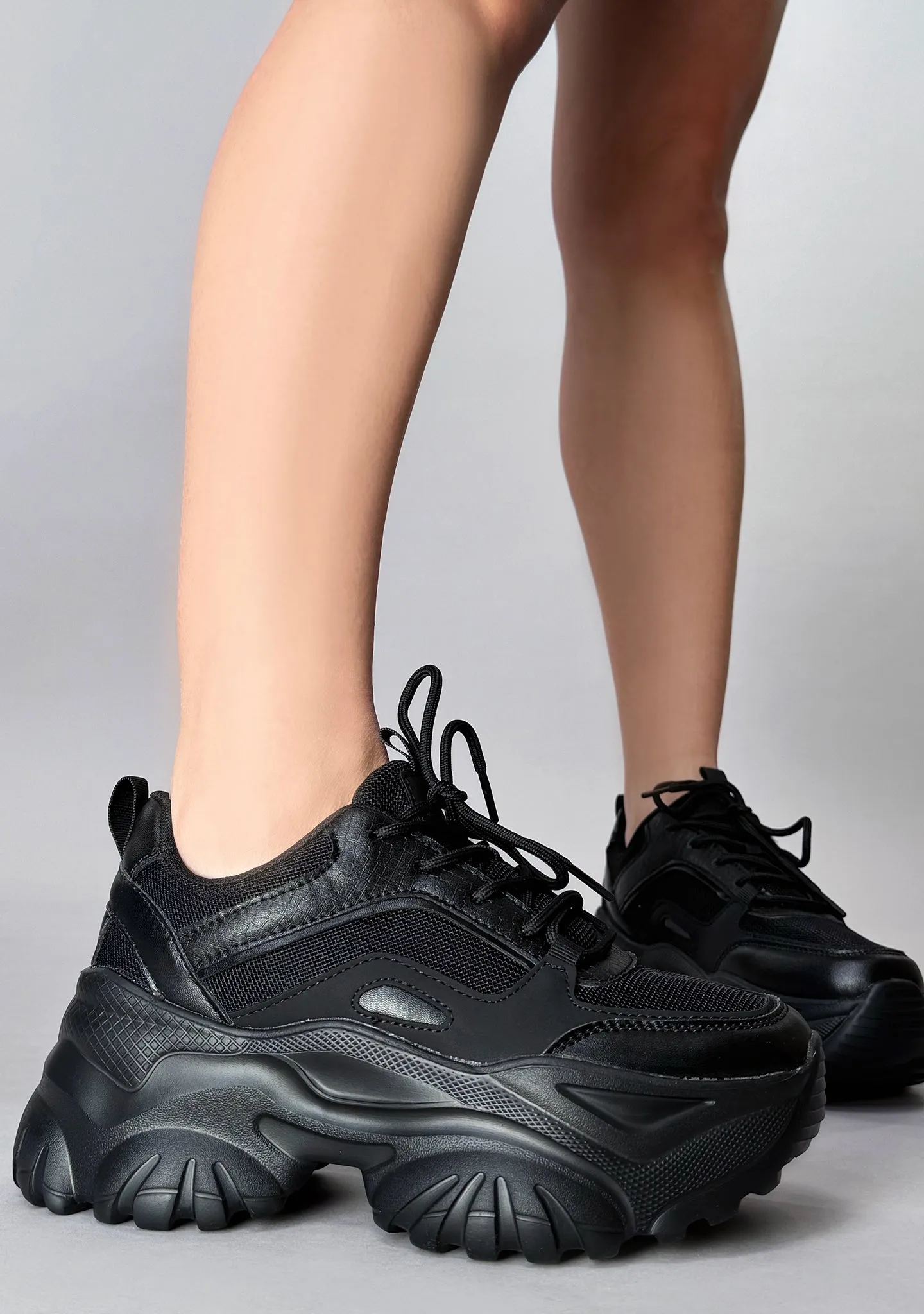 HANNA Blackout Beat Black Platform Sneakers