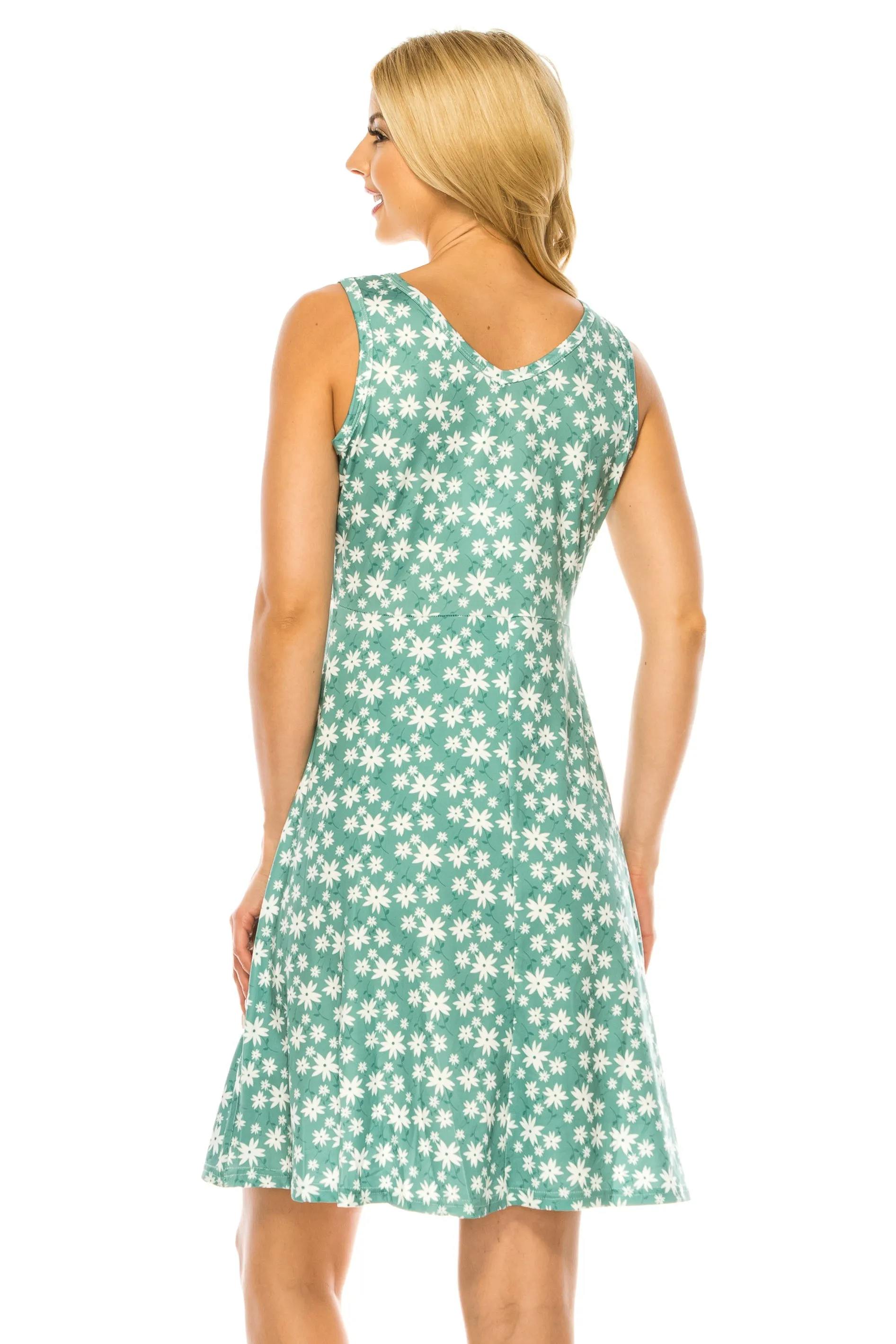 Haute Edition Women's Printed Floral Sleeveless Skater Dress