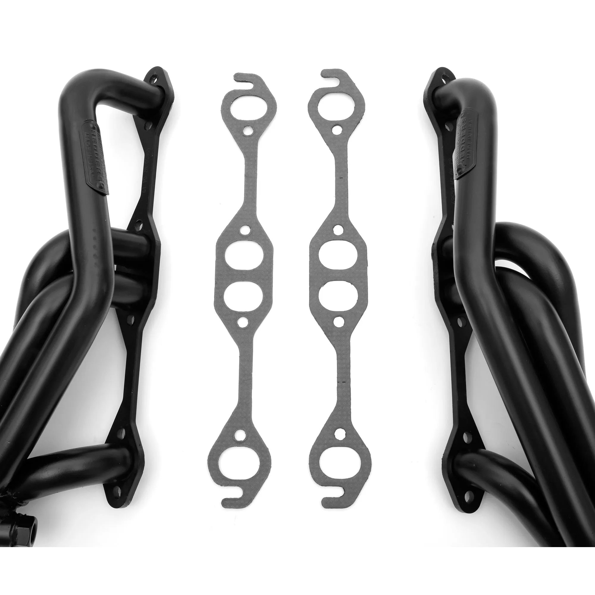 Hedman Hedders Street Headers - 1.5 in Primary - Stock Collector Flange - Black Paint - Small Block Chevy - GM Fullsize SUV / Truck 1996-2000 - Pair