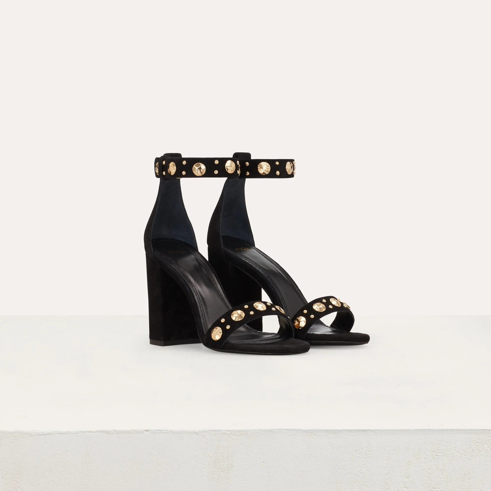 High Heels Sandals With Studs - Black