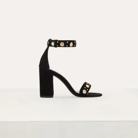 High Heels Sandals With Studs - Black