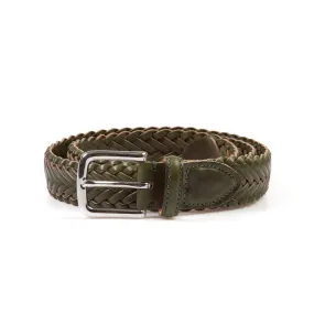 Horween Forest Green Chromexcel Leather Belt - Plaited