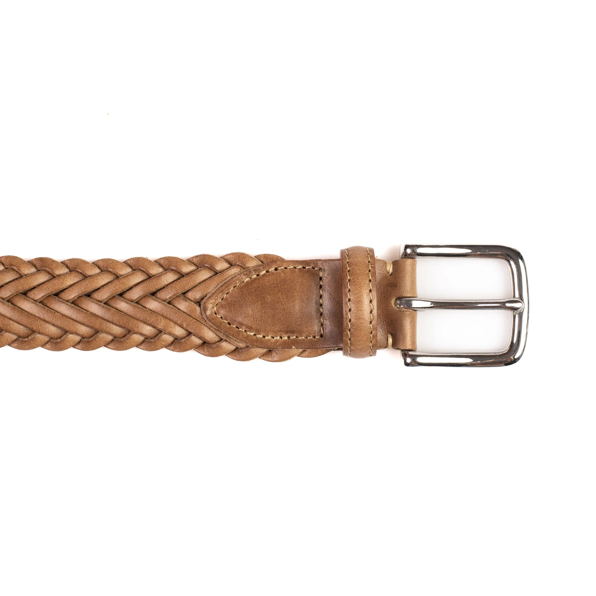 Horween Natural Chromexcel Leather Belt - Plaited