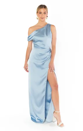 Jodie Dress ~ Steel Blue Luxe Satin