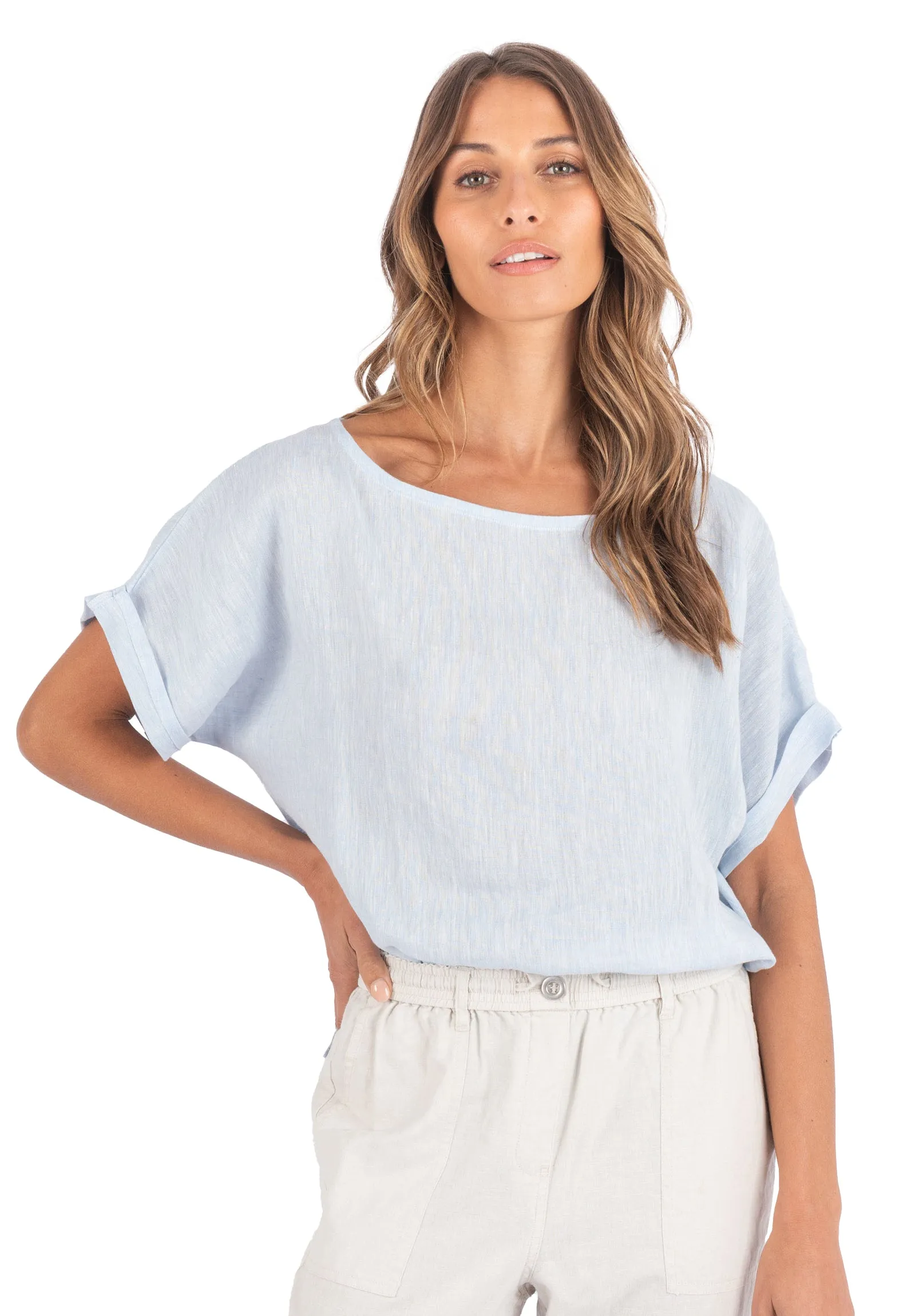 Kaori Sky, Kimono Sleeve Linen Top