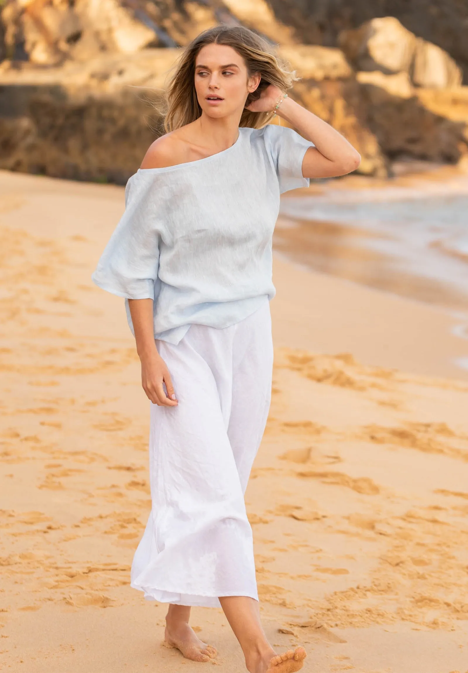 Kaori Sky, Kimono Sleeve Linen Top