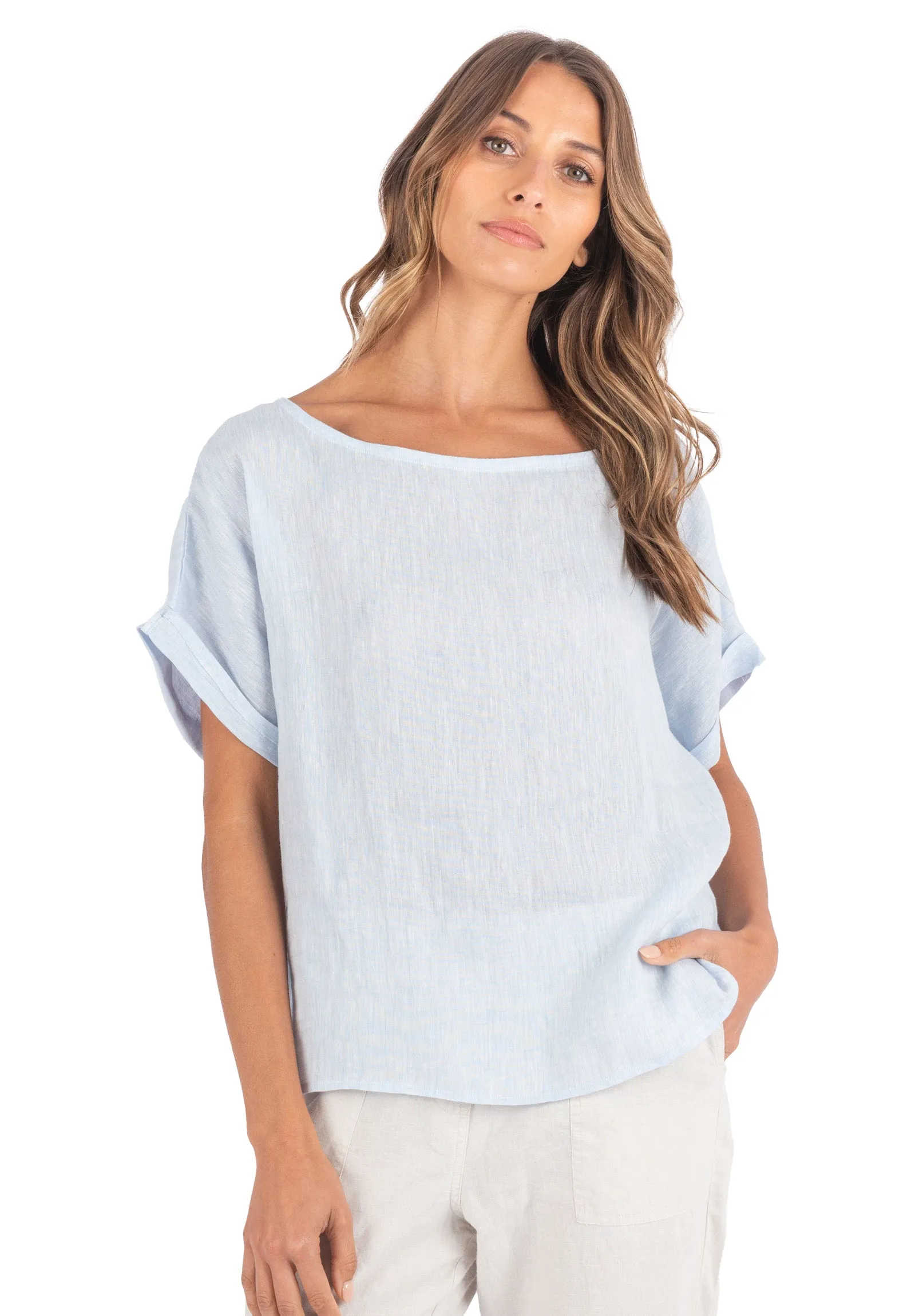 Kaori Sky, Kimono Sleeve Linen Top