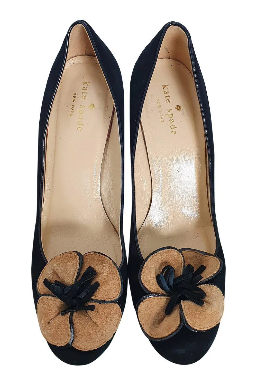 KATE SPADE New York Black Suede Suede Flower Pumps (US 91/2 | UK 6.5)