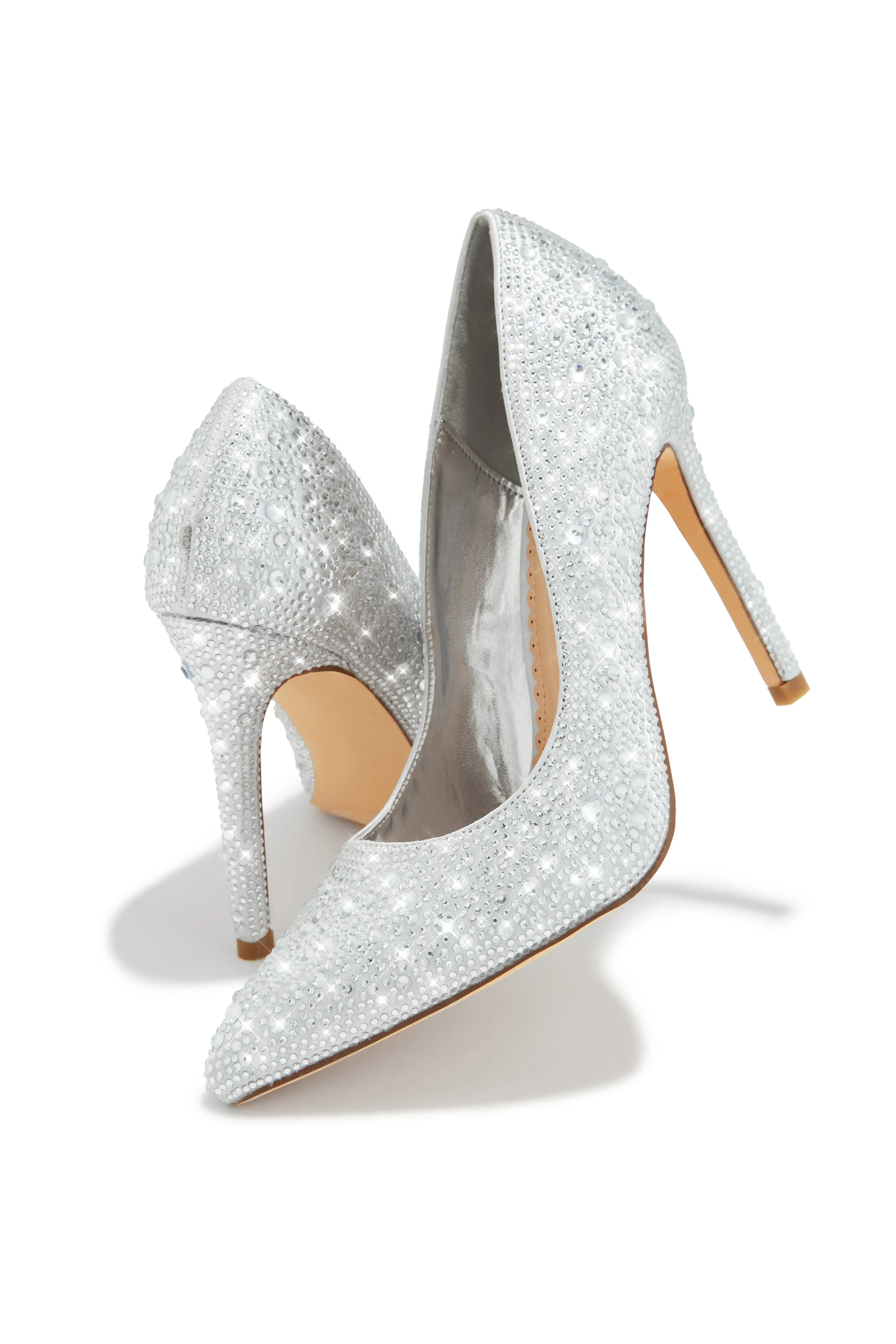 Kelly Embellished High Heel Pumps - Silver