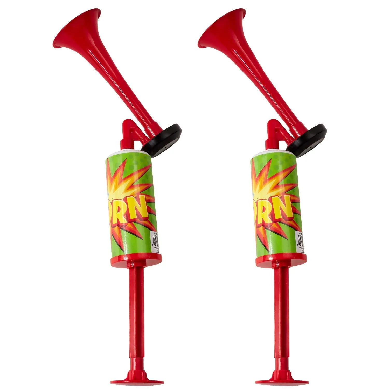 Kicko Party Air Horns with Hand Pumps - 2 Pack - for Celebration Noisemaker, Cheerleading