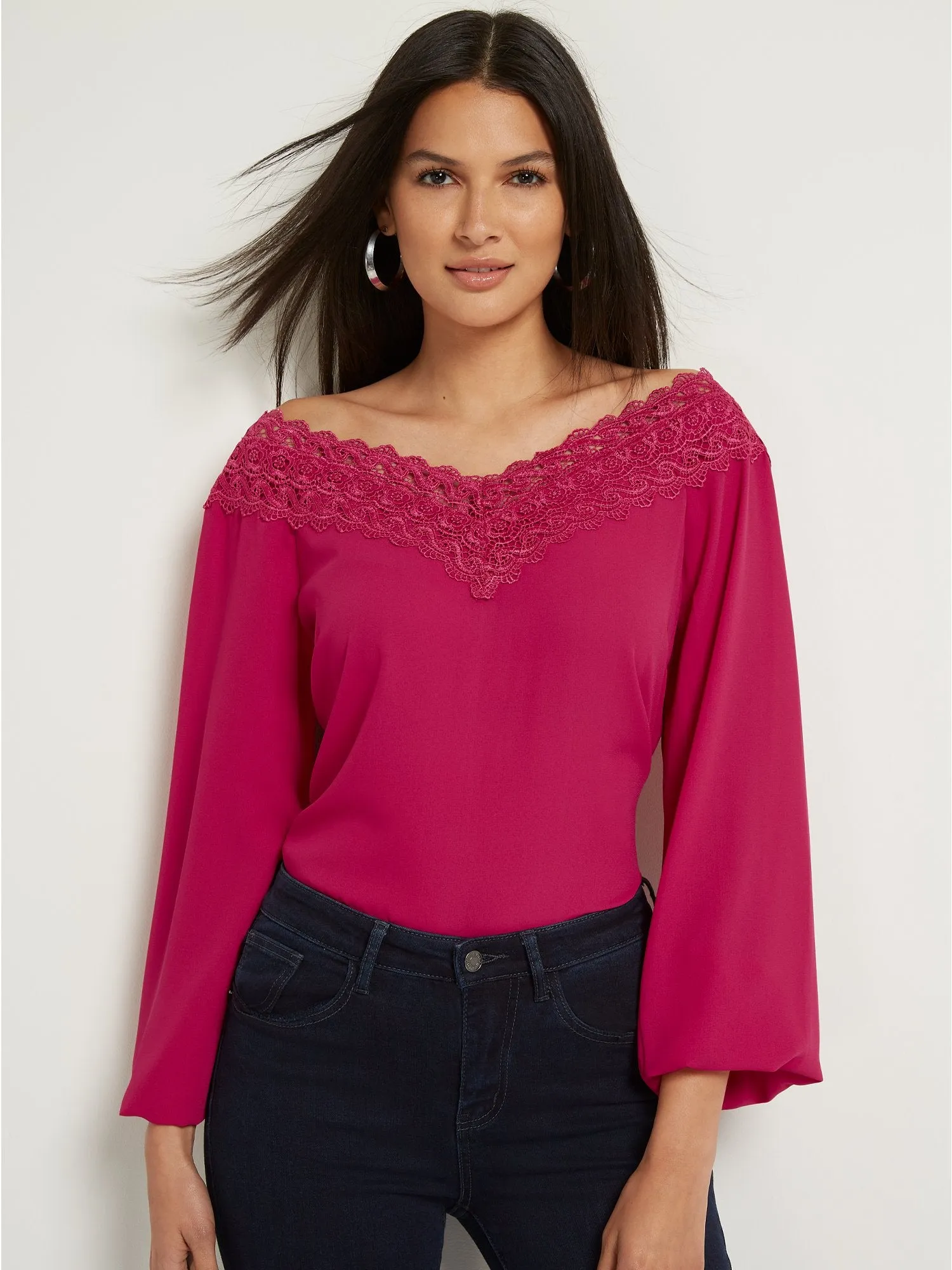 Lace-Detail Off-The-Shoulder Top