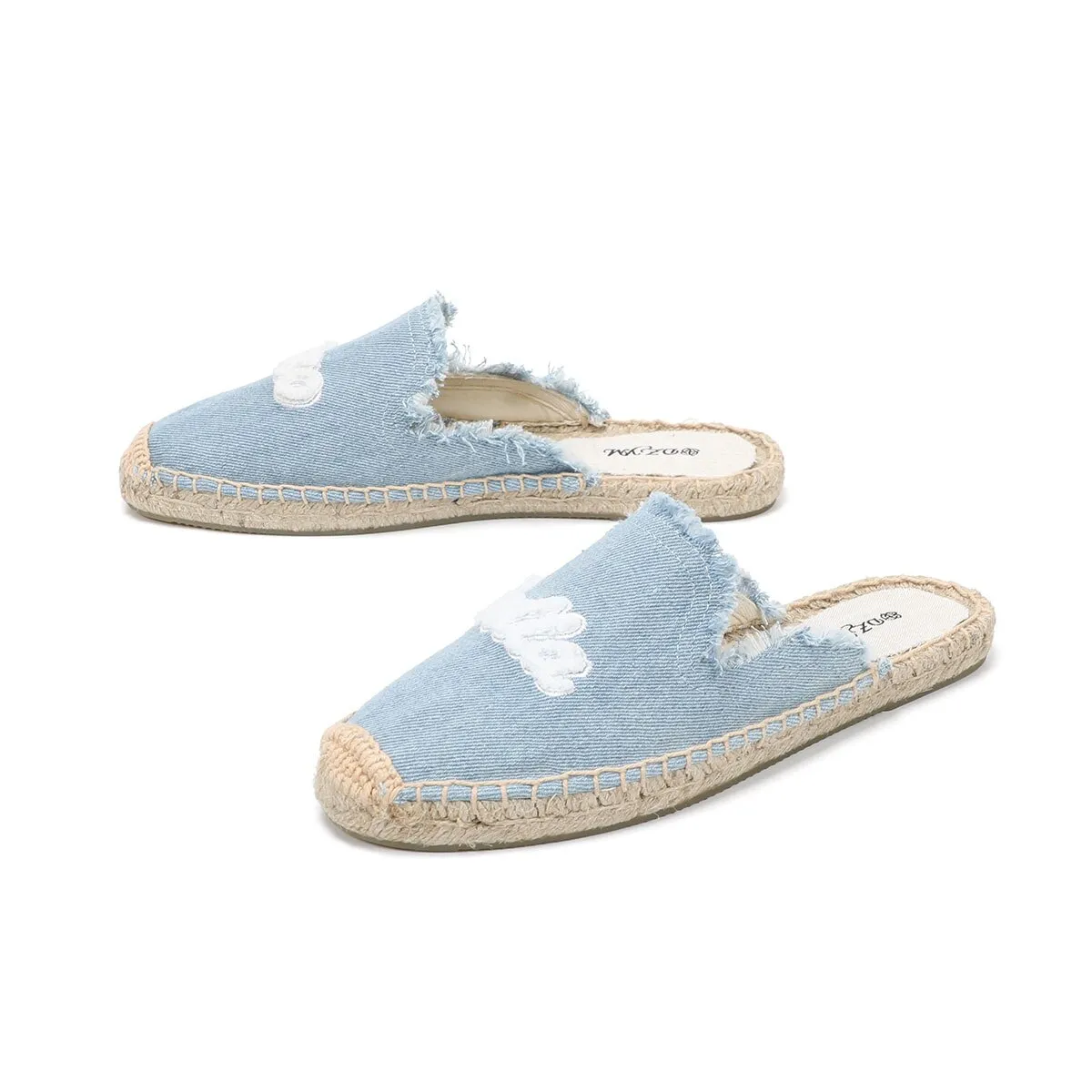 Ladies Summer Flat Breathable Espadrille Slippers Fashion Casual Simple Beach Sandals Ladies Muller Shoes Shallow Mouth Slip On