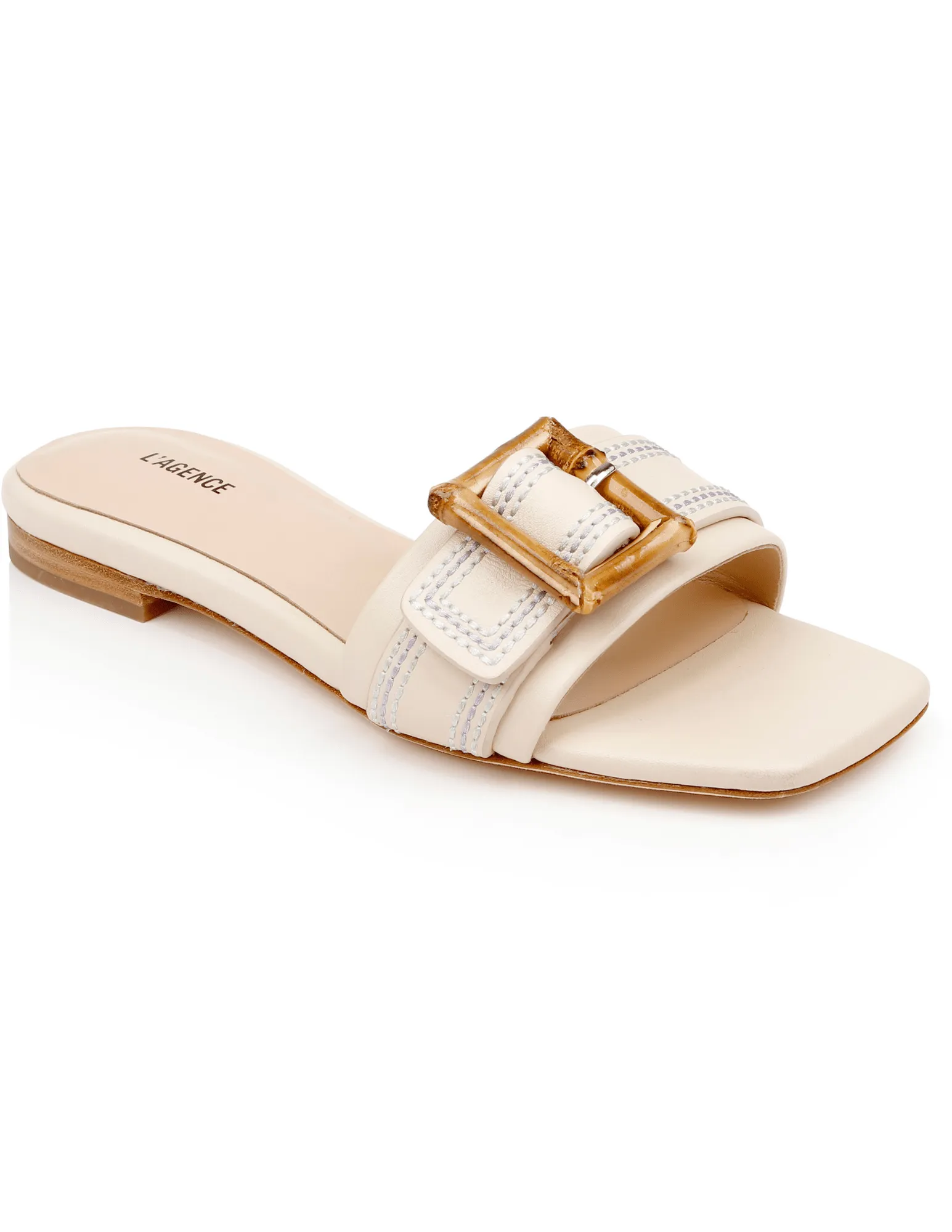 L'Agence Aurelie Bamboo Buckle Flat Sandal