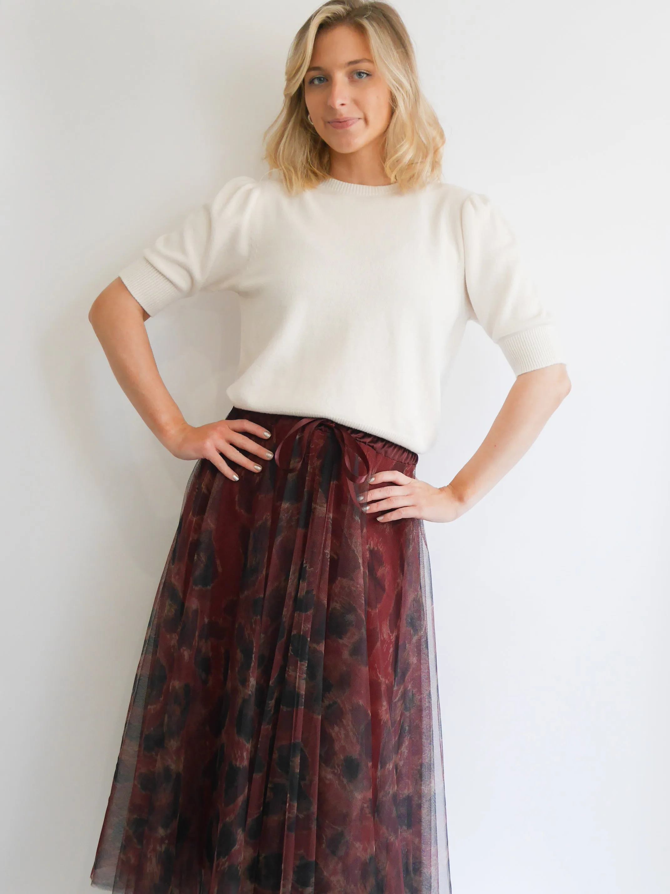 Leopard Print Tulle Skirt Plum