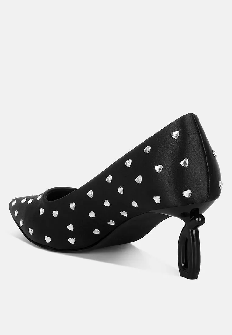 Madhara Heart-Shaped Rhinestones Pumps