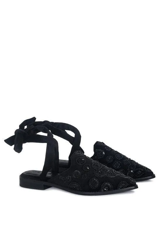 Mande Embroidered Velvet Mules