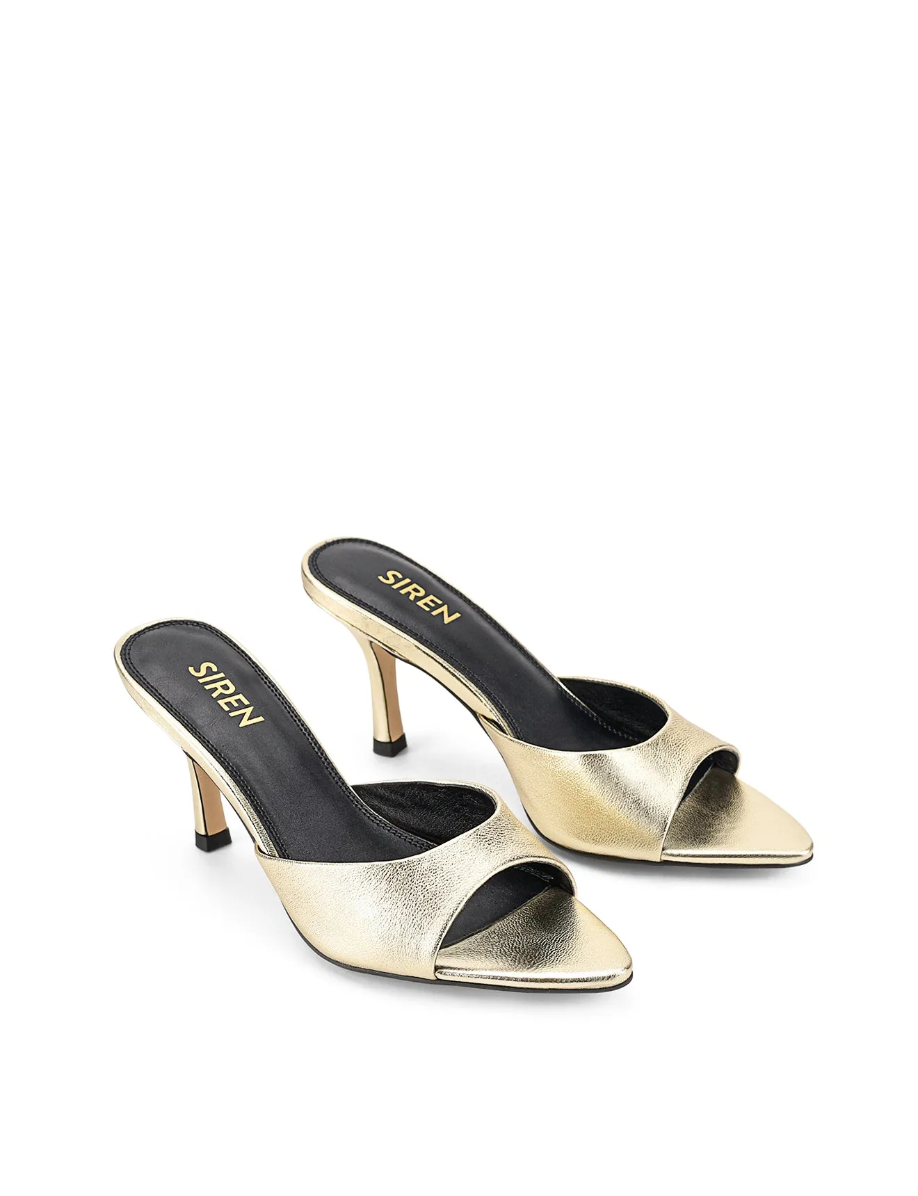 Margot Point Toe Mules - Gold Metallic Leather