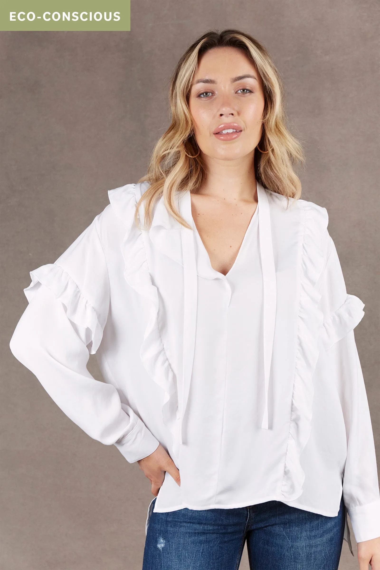 Mayan Frill Blouse - Salt