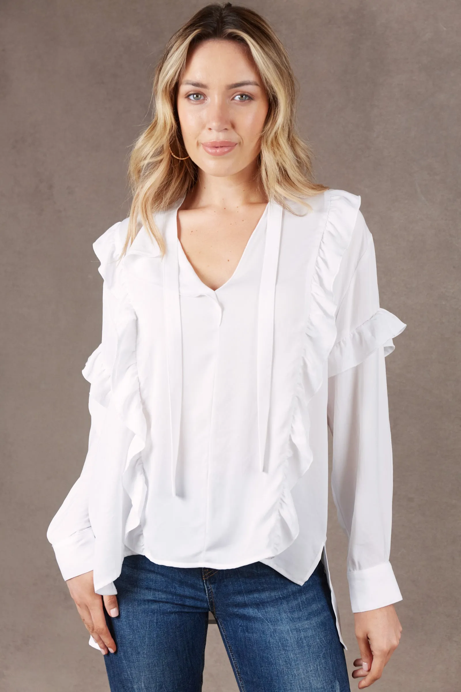 Mayan Frill Blouse - Salt