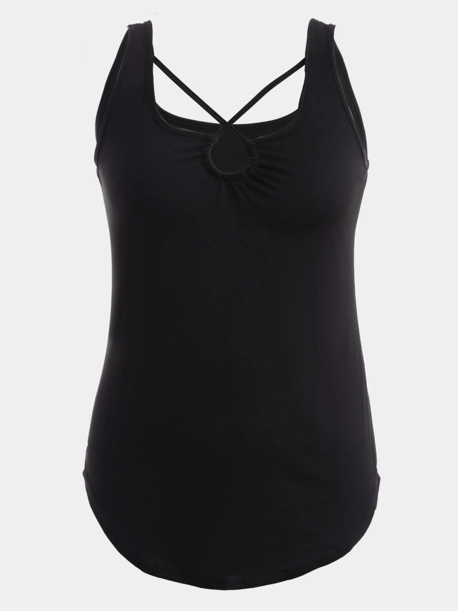 Midsize Alluring Cross Cutwork Tank Top