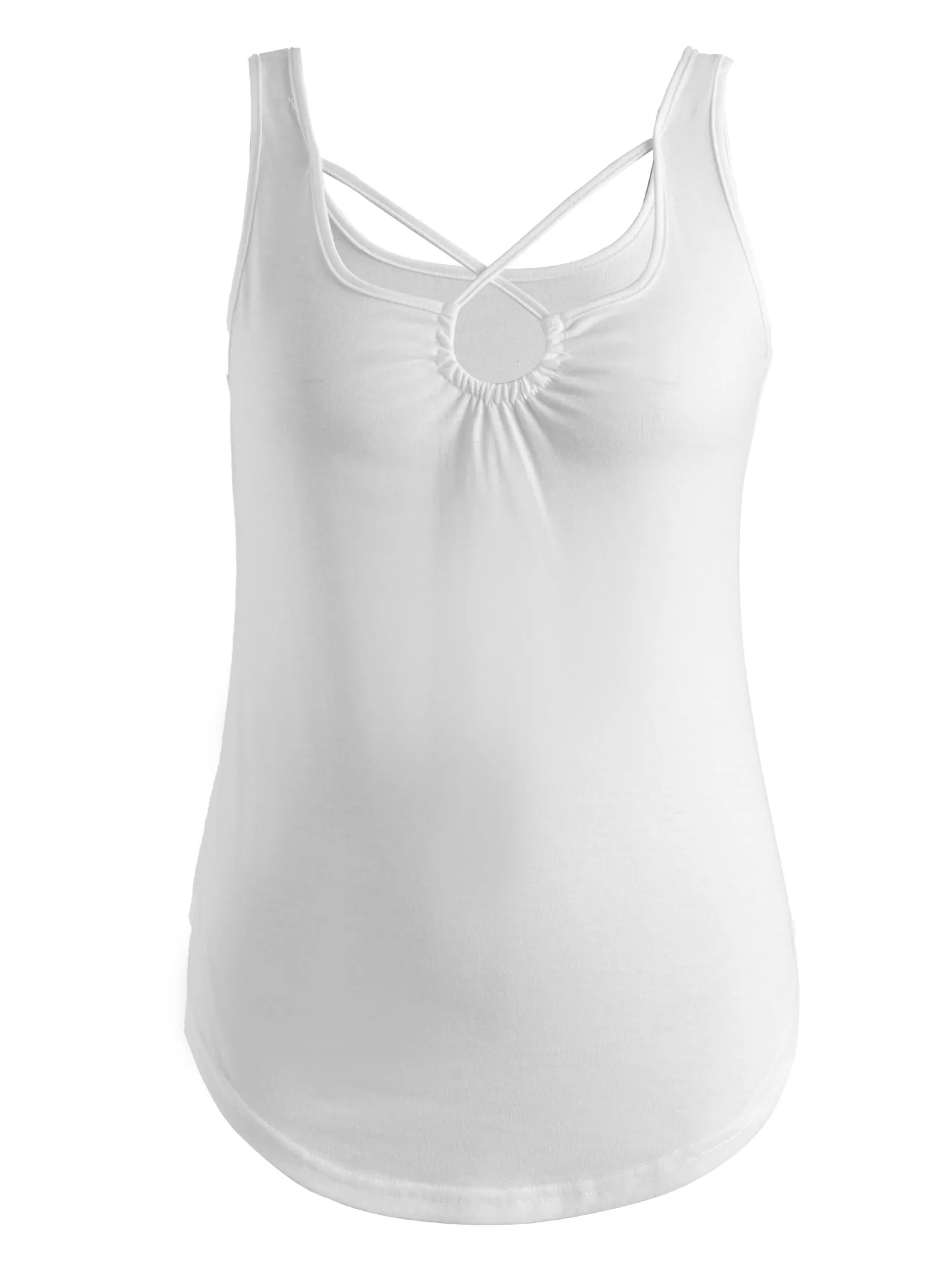 Midsize Alluring Cross Cutwork Tank Top