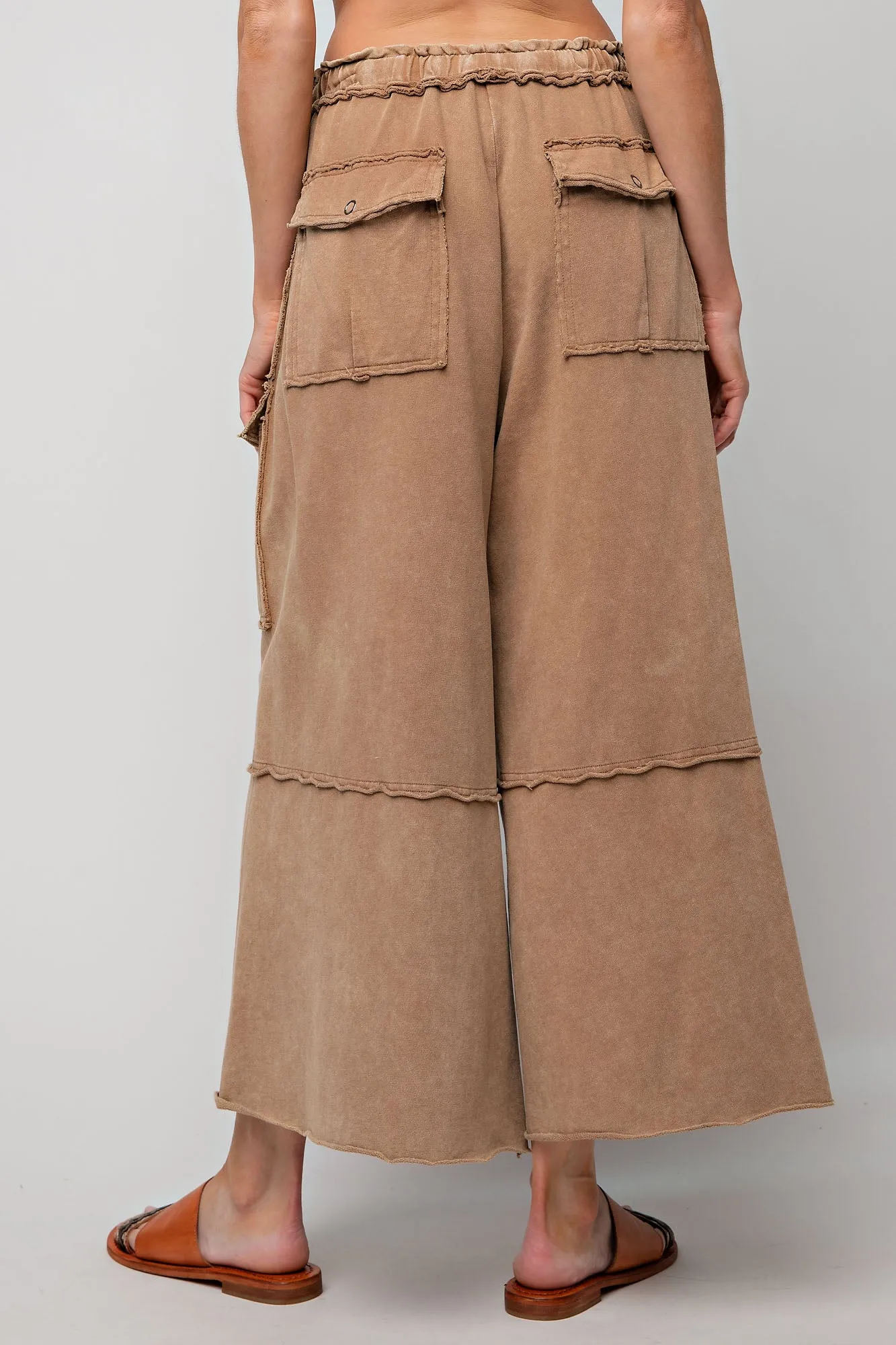 Mineral Wash Wide Leg Cargo Pants