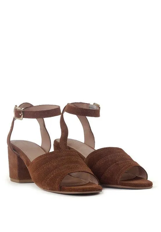 Mon Beau Fine Suede Block Heeled Sandal