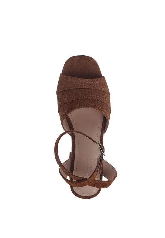 Mon Beau Fine Suede Block Heeled Sandal