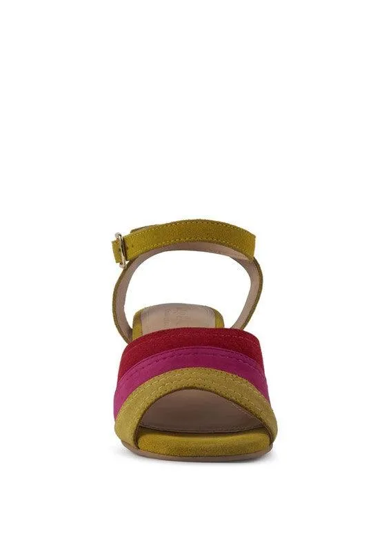 Mon Beau Fine Suede Block Heeled Sandal