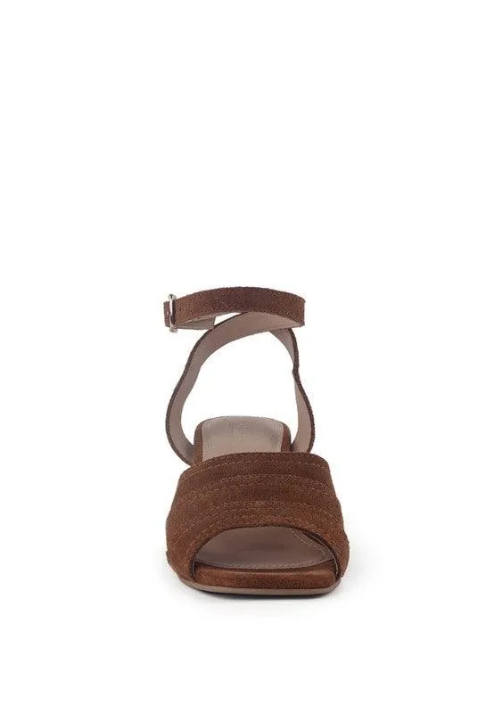 Mon Beau Fine Suede Block Heeled Sandal