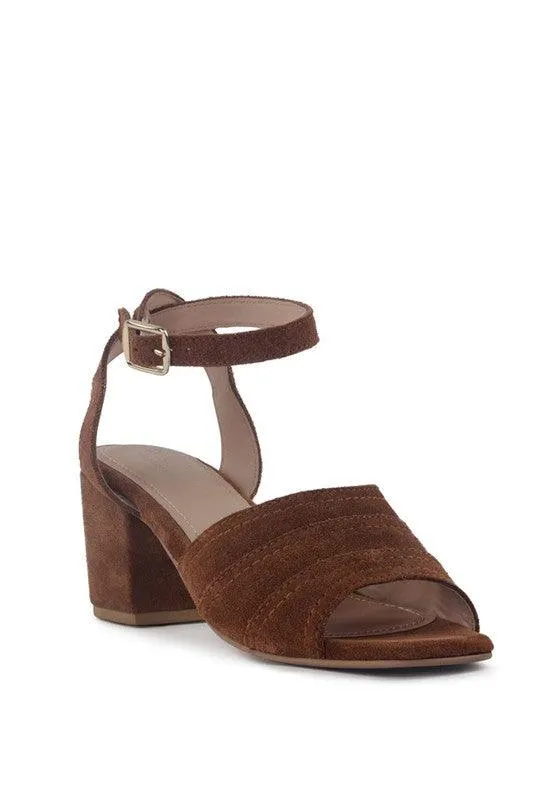 Mon Beau Fine Suede Block Heeled Sandal