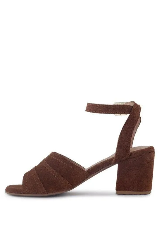 Mon Beau Fine Suede Block Heeled Sandal