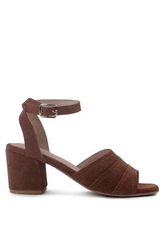 Mon Beau Fine Suede Block Heeled Sandal