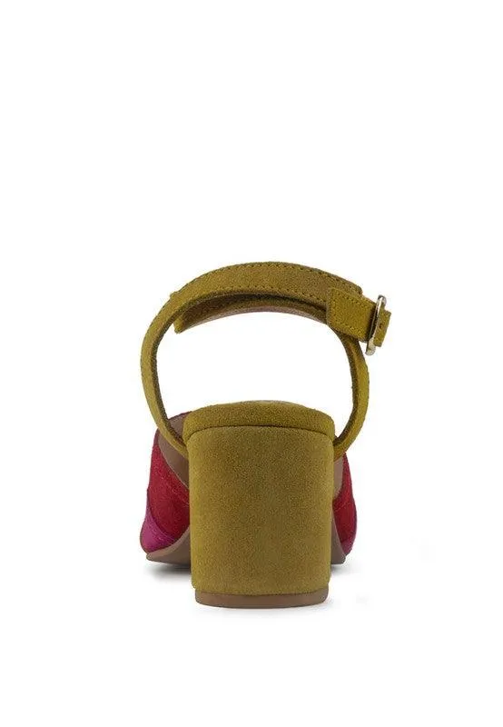 Mon Beau Fine Suede Block Heeled Sandal