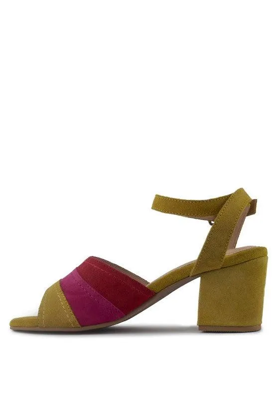 Mon Beau Fine Suede Block Heeled Sandal